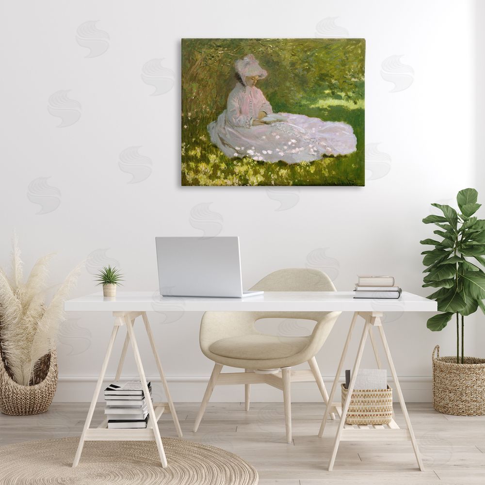 one1000paintings Classical Monet Springtime Portrait Canvas Wall Art Print in Room