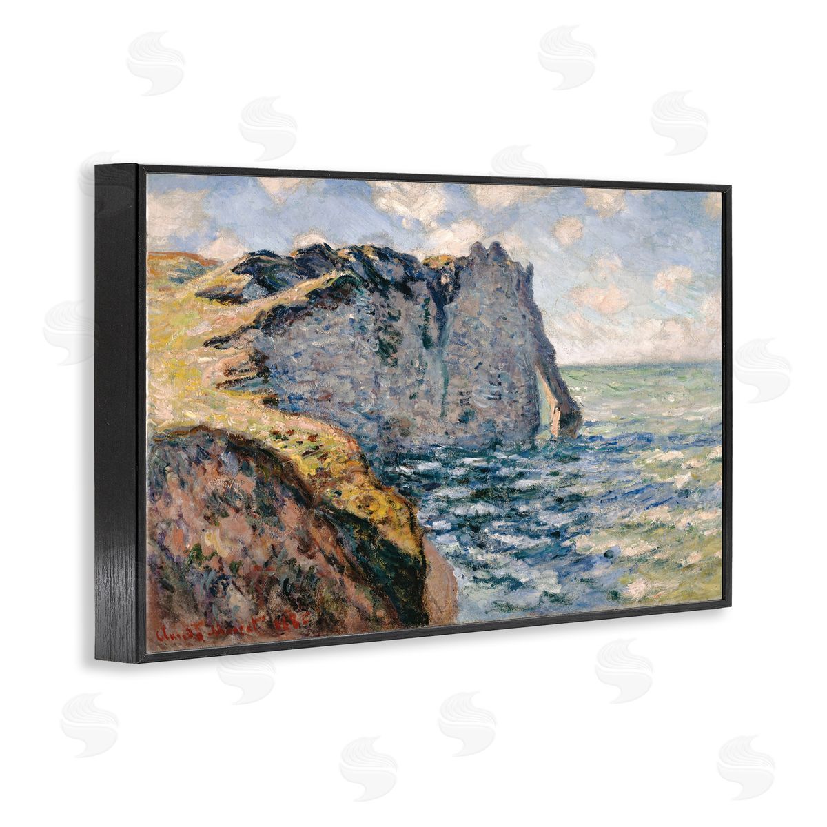 one1000paintings Classic Monet Cliff Of Aval Black Framed Giclee Wall Art Print