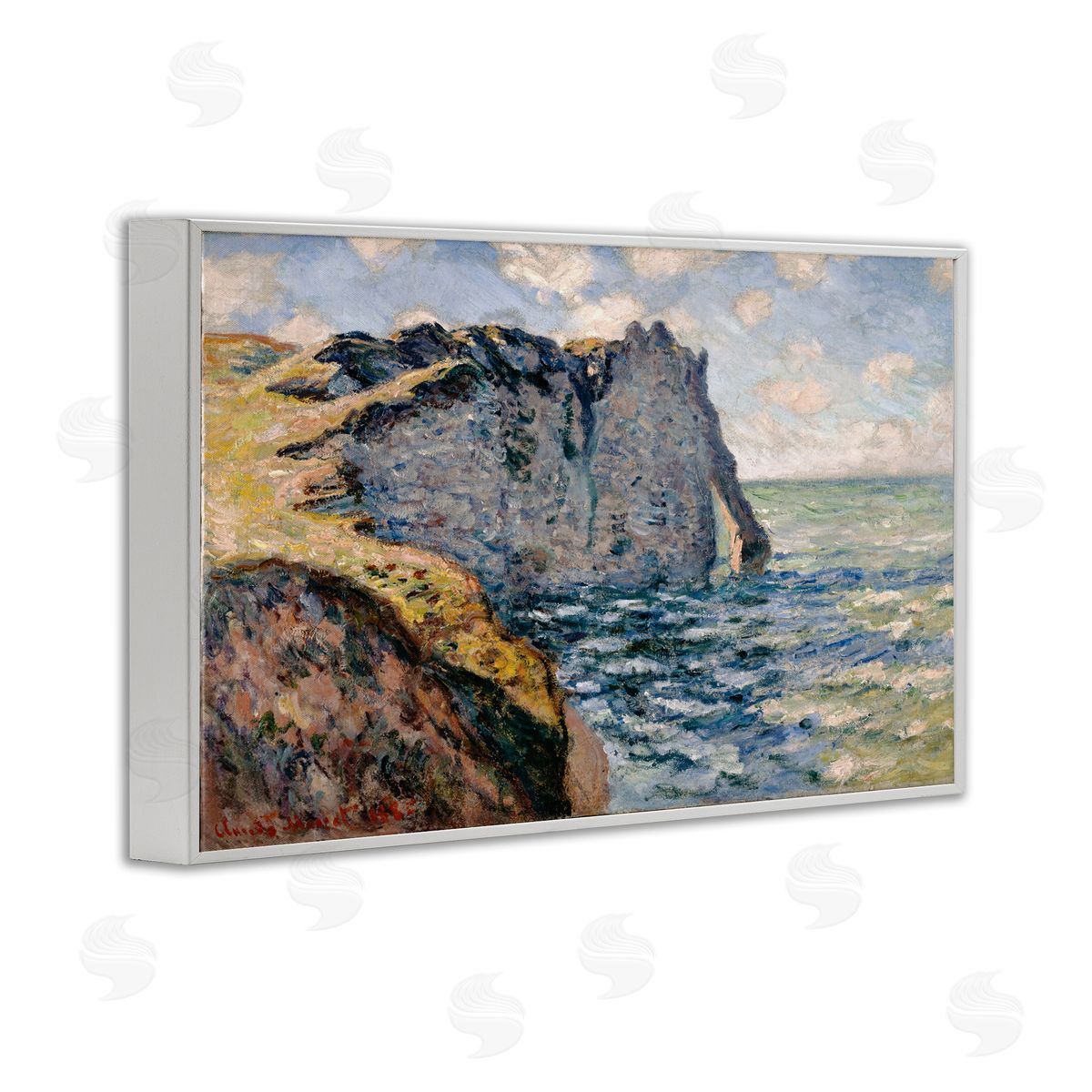 one1000paintings Classic Monet Cliff Of Aval White Framed Giclee Wall Art Print