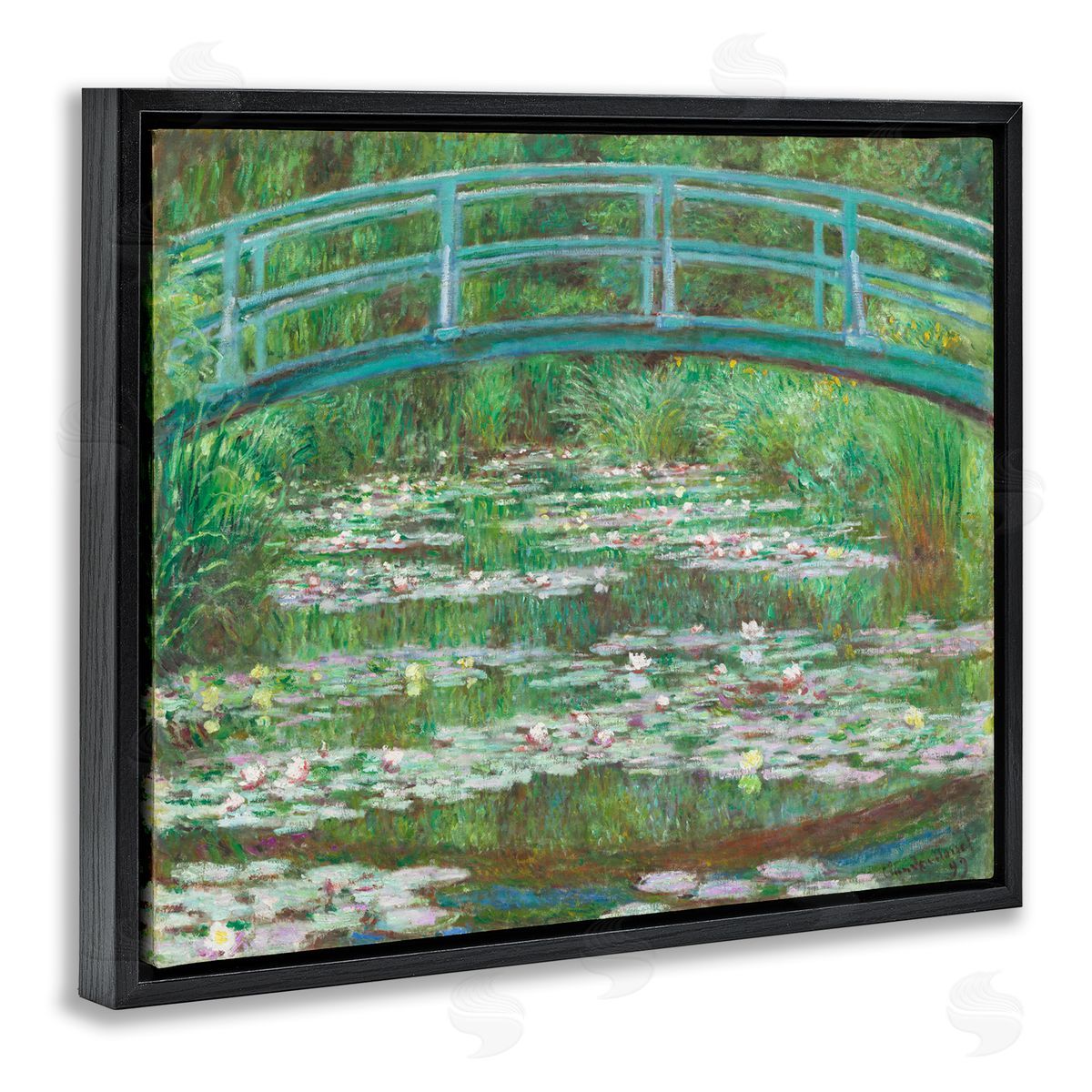 one1000paintings Classic Monet Japanese Footbridge Black Floating Frame Canvas Wall Art Print