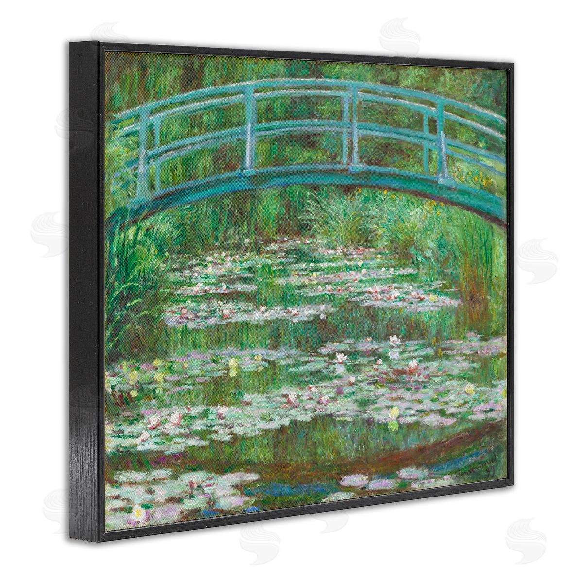 one1000paintings Classic Monet Japanese Footbridge Black Framed Giclee Wall Art Print