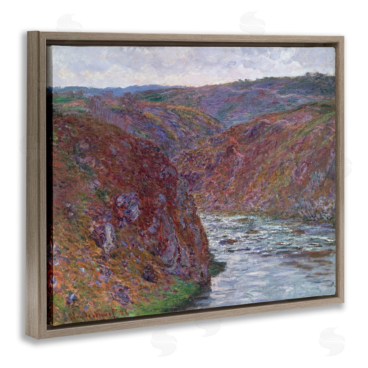 one1000paintings Classical Valley of Creuse Brown Floating Frame Canvas Wall Art Print