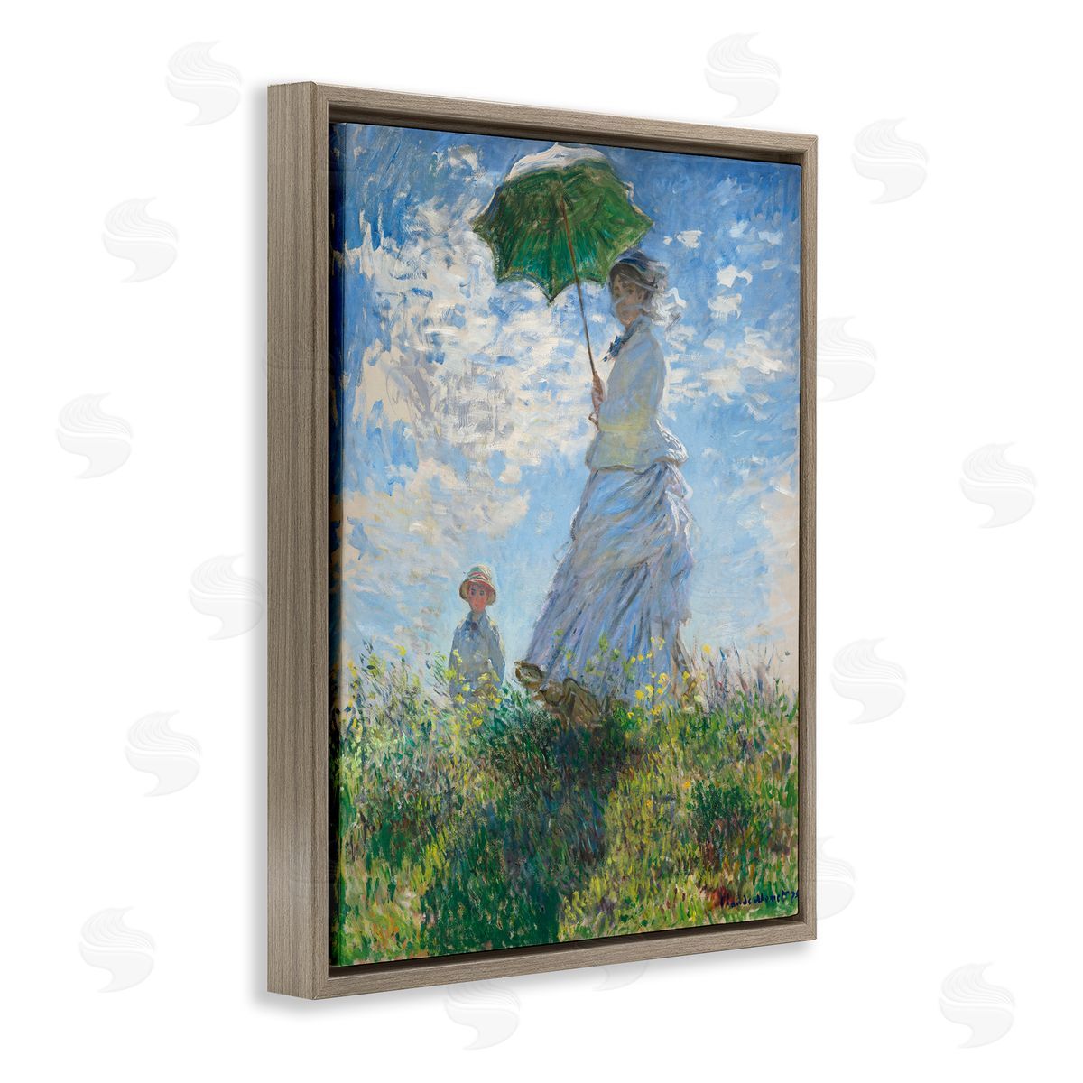 one1000paintings Classic Monet Madame & Son Brown Floating Frame Canvas Wall Art Print