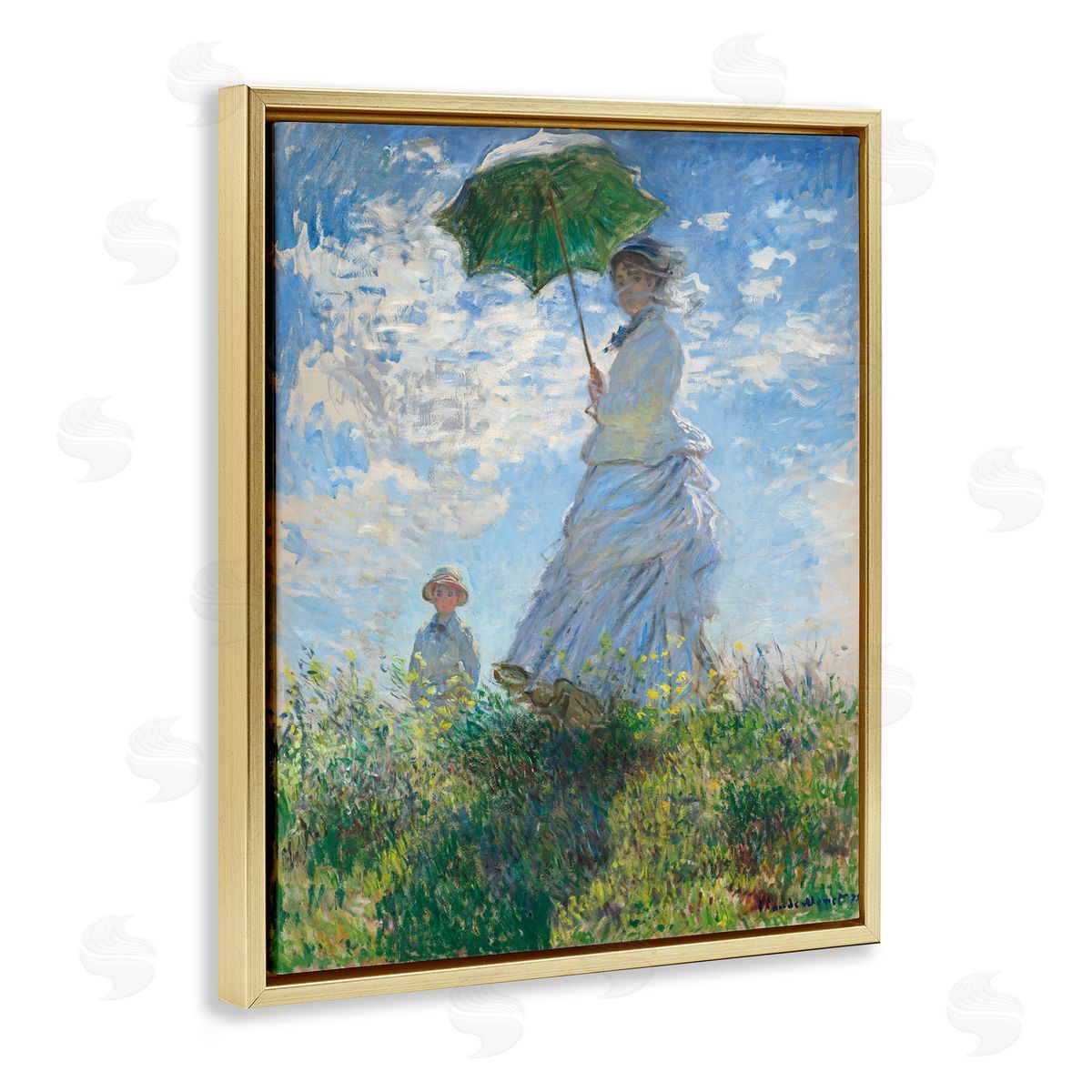 one1000paintings Classic Monet Madame & Son Gold Floating Frame Canvas Wall Art Print