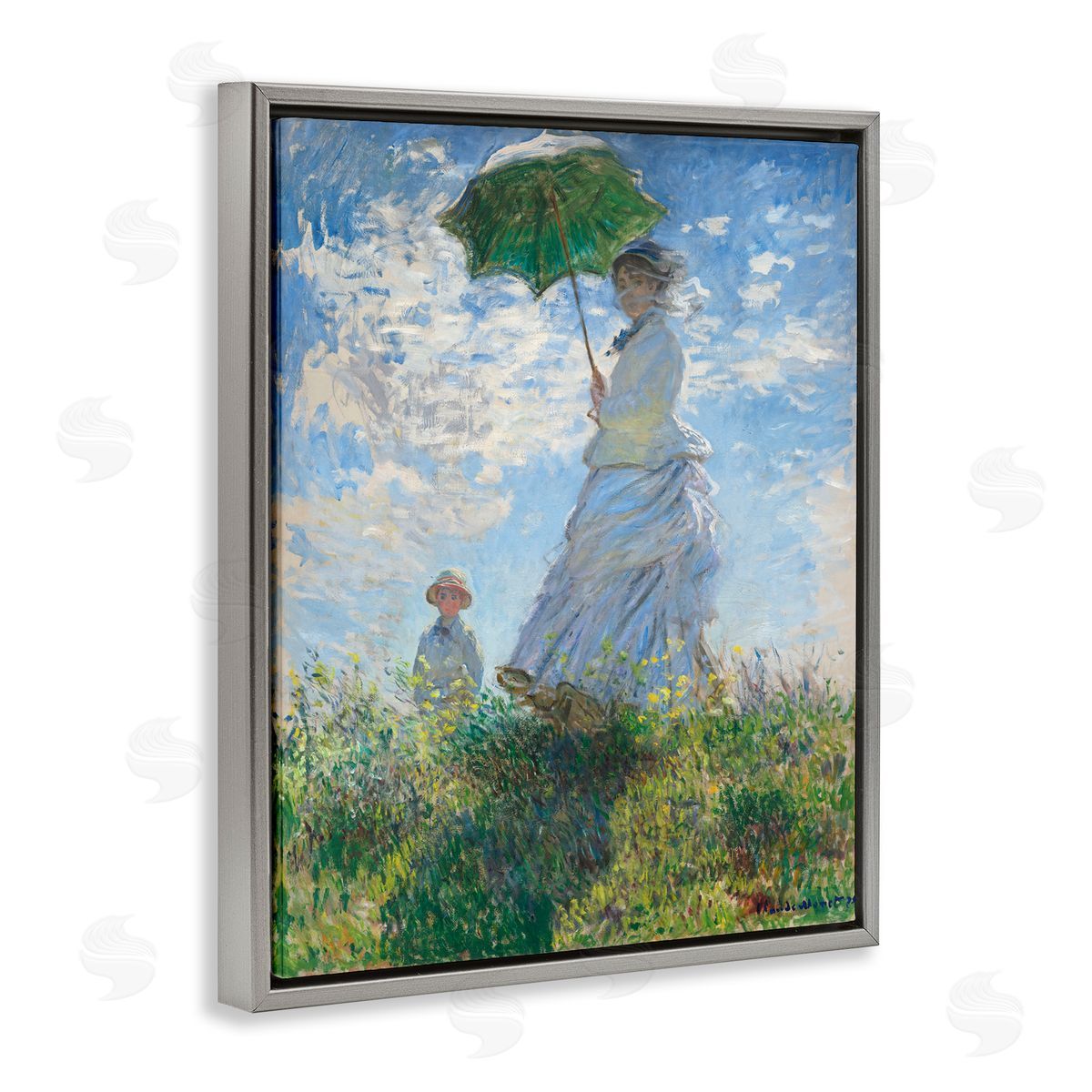 one1000paintings Classic Monet Madame & Son Gray Floating Frame Canvas Wall Art Print