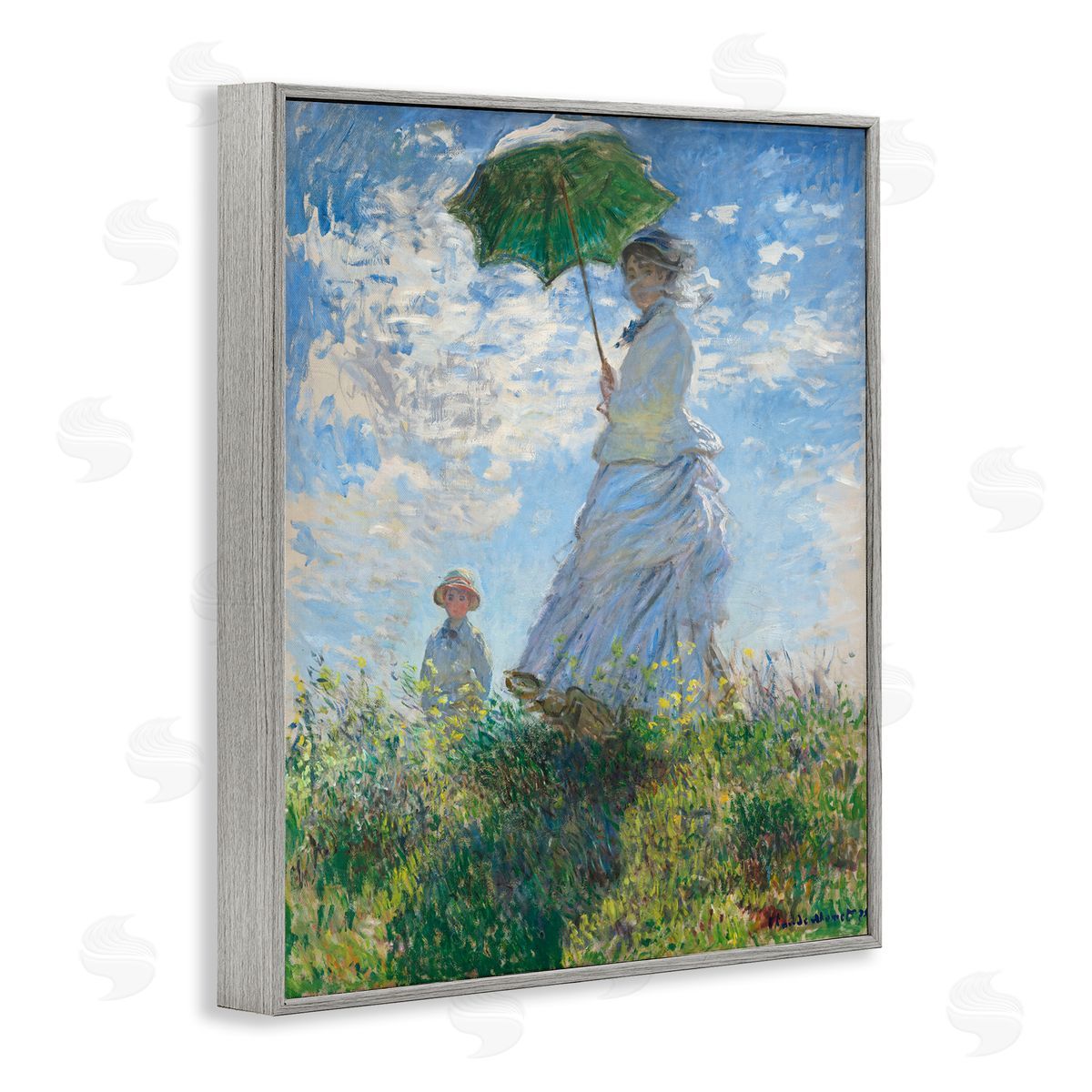 one1000paintings Classic Monet Madame & Son Gray Framed Giclee Wall Art Print