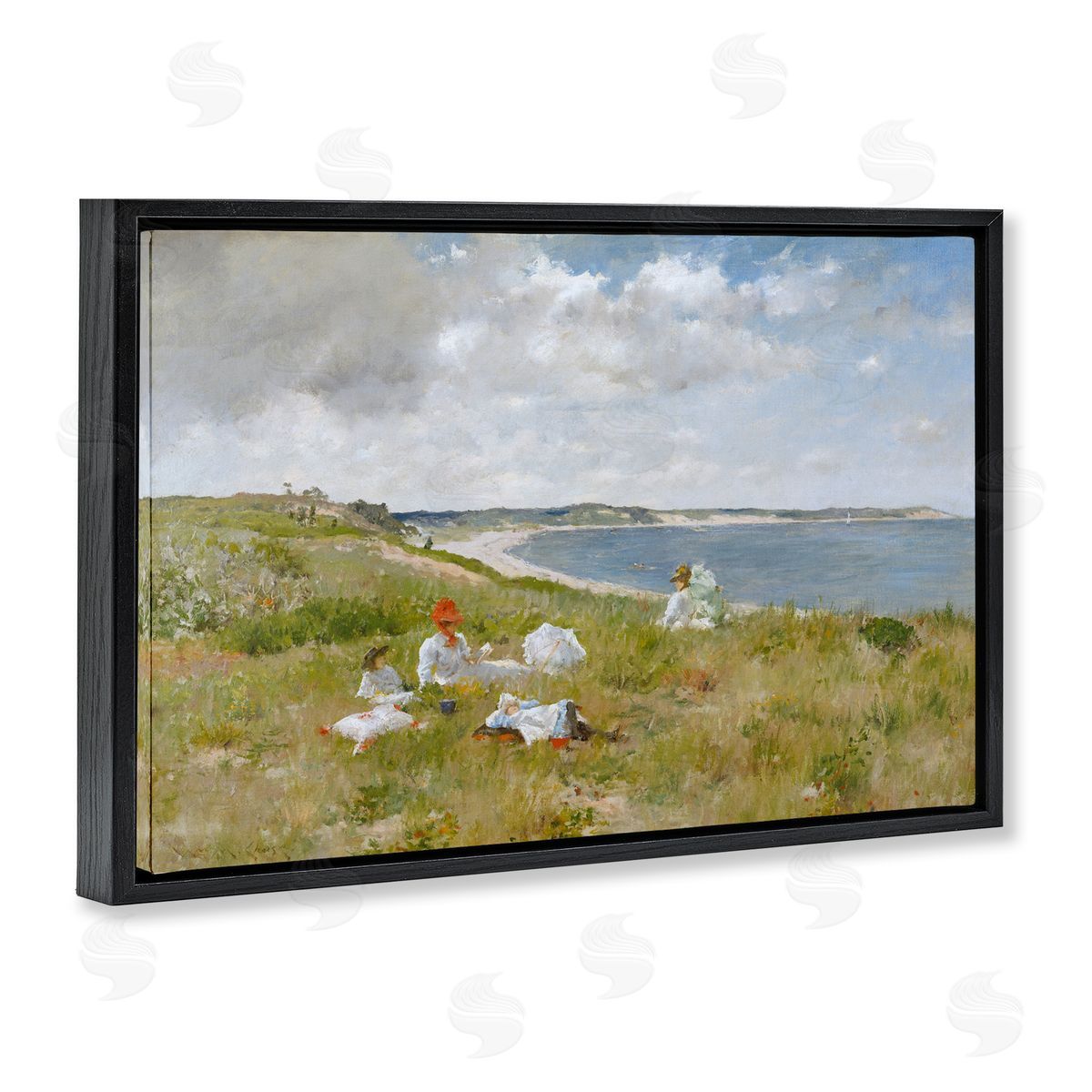 one1000paintings Clasical Idle Hours Painting Black Floating Frame Canvas Wall Art Print