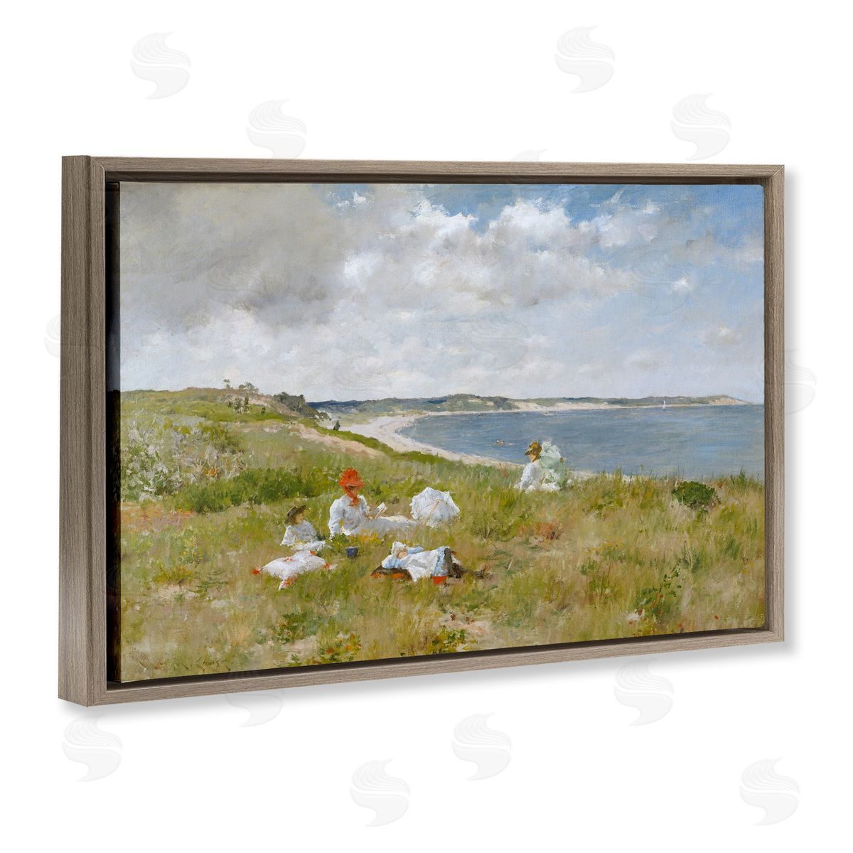 one1000paintings Clasical Idle Hours Painting Brown Floating Frame Canvas Wall Art Print