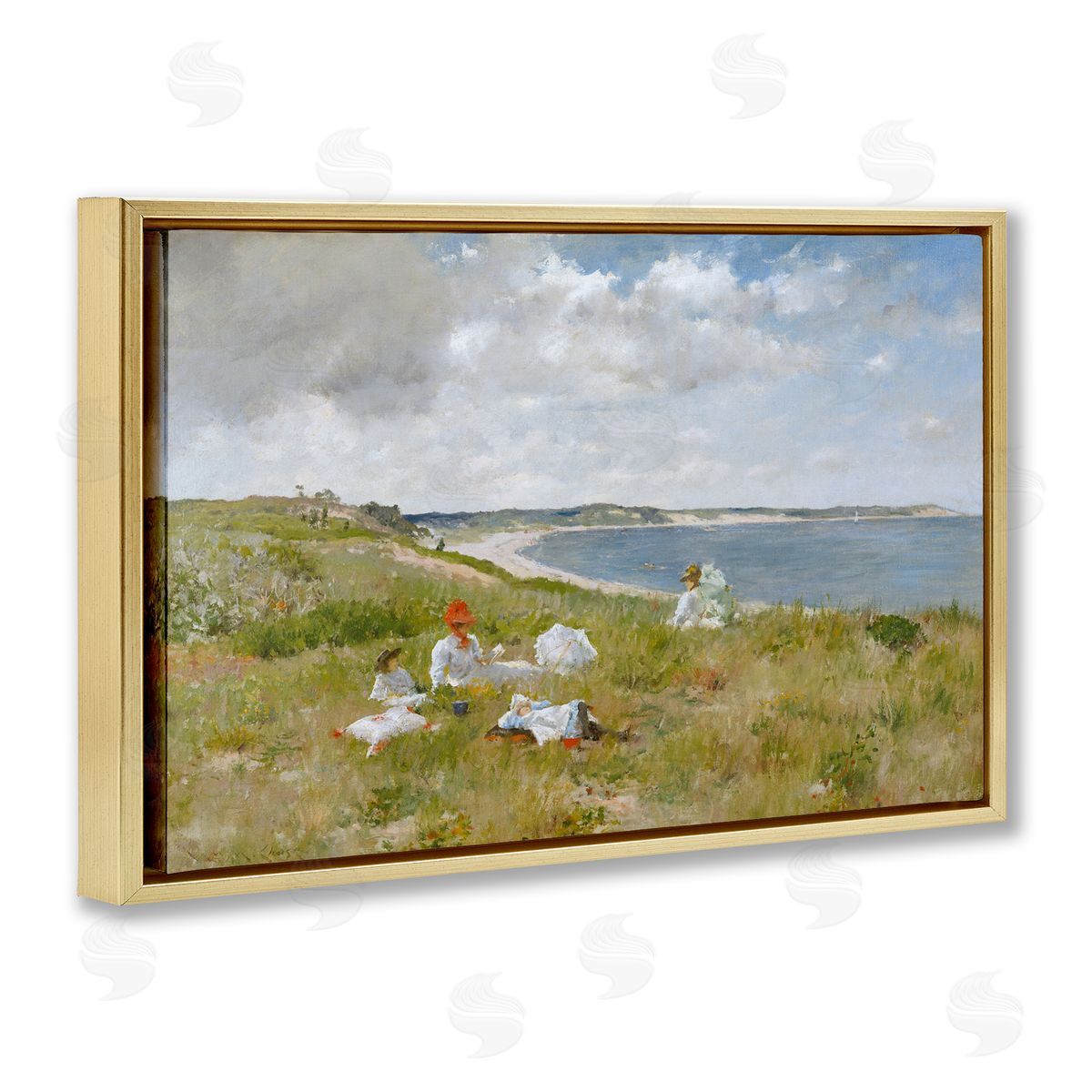 one1000paintings Clasical Idle Hours Painting Gold Floating Frame Canvas Wall Art Print