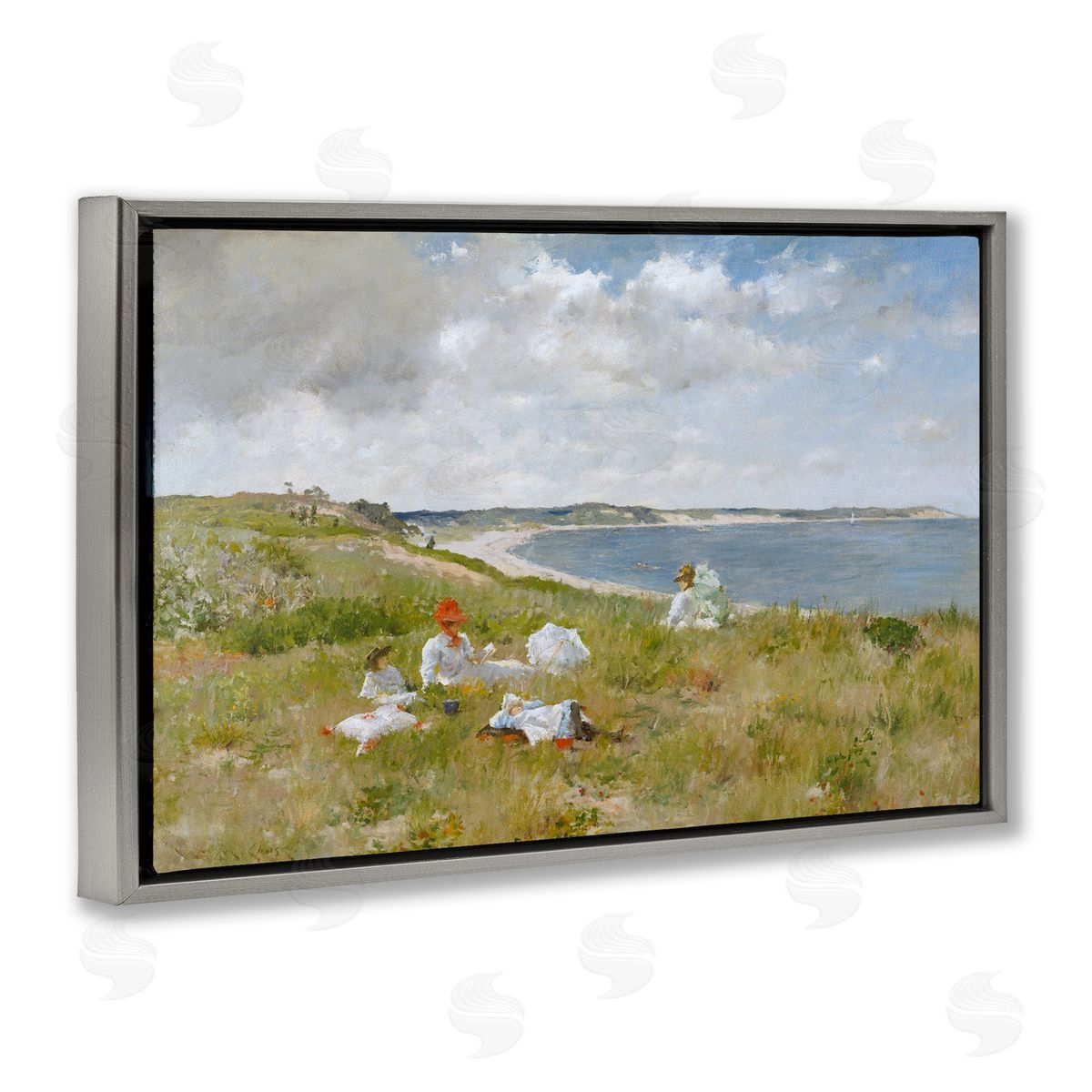 one1000paintings Clasical Idle Hours Painting Gray Floating Frame Canvas Wall Art Print