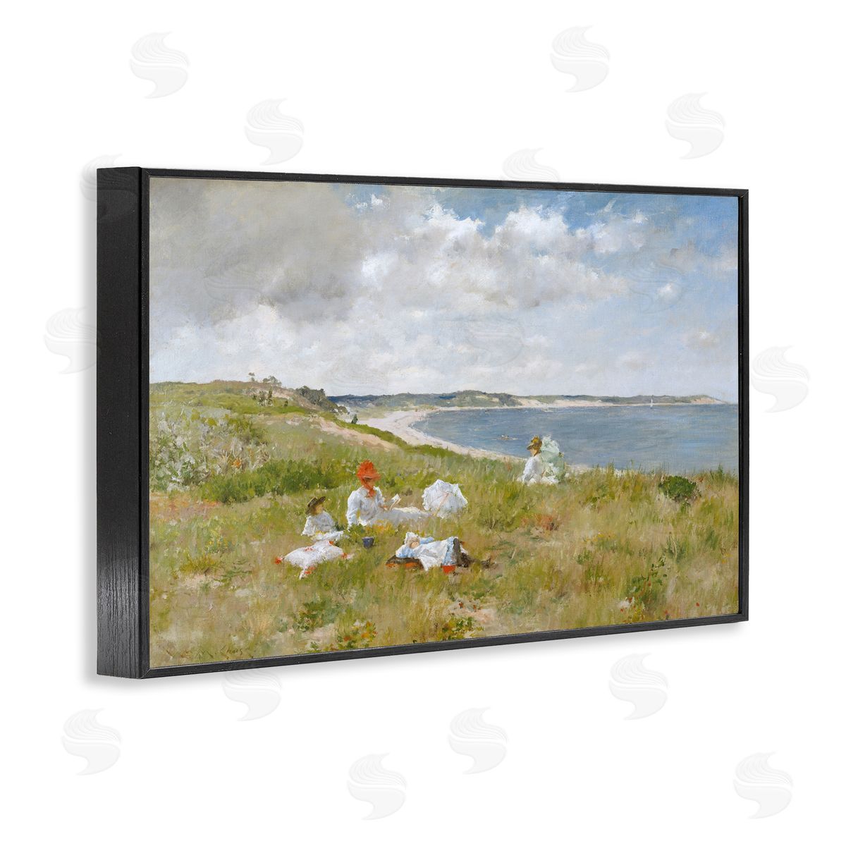 one1000paintings Clasical Idle Hours Painting Black Framed Giclee Wall Art Print