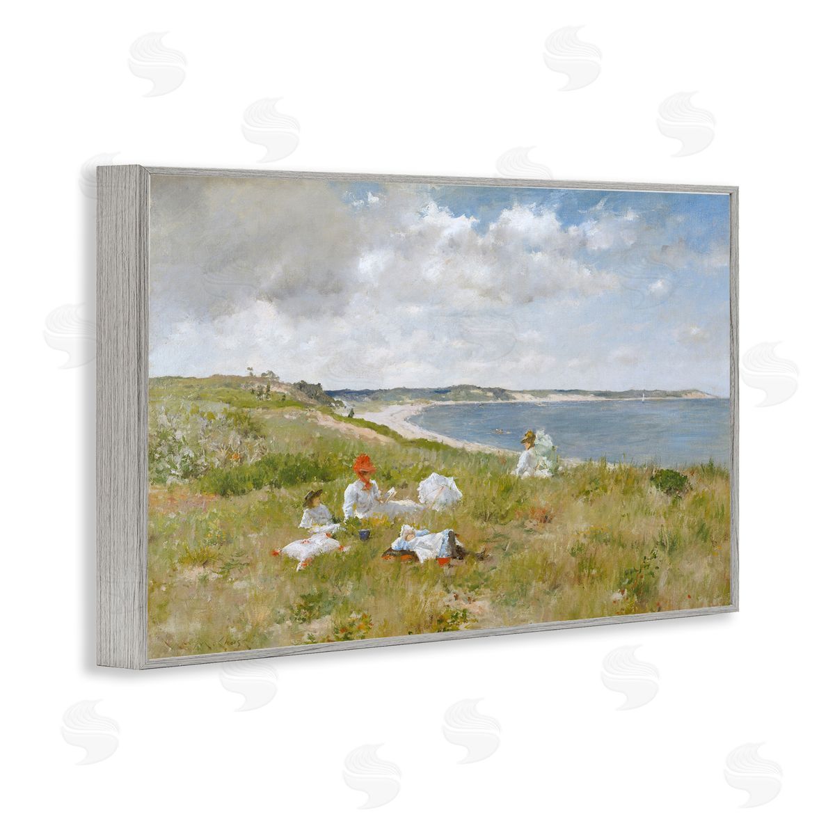 one1000paintings Clasical Idle Hours Painting Gray Framed Giclee Wall Art Print