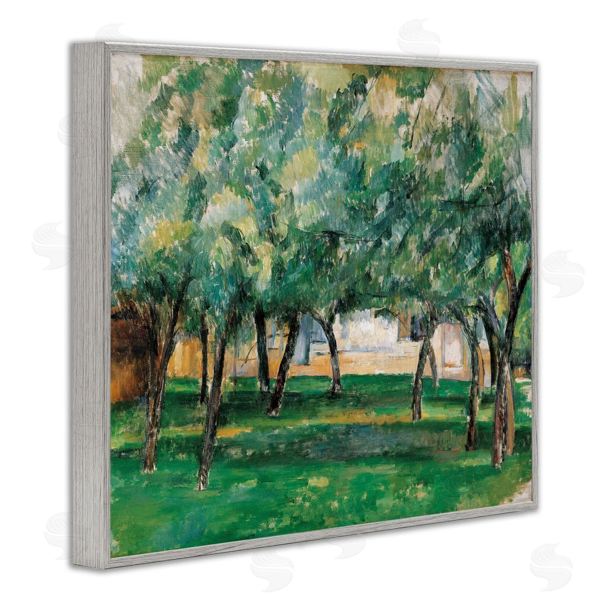 one1000paintings Classic Cezanne Farm in Normandy Gray Framed Giclee Wall Art Print