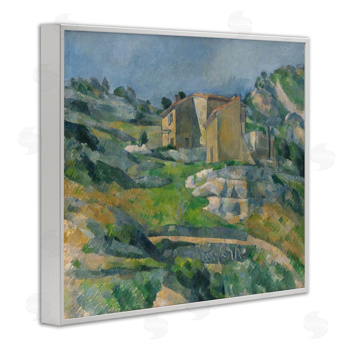 one1000paintings Classic Cezanne Houses in Provence White Framed Giclee Wall Art Print