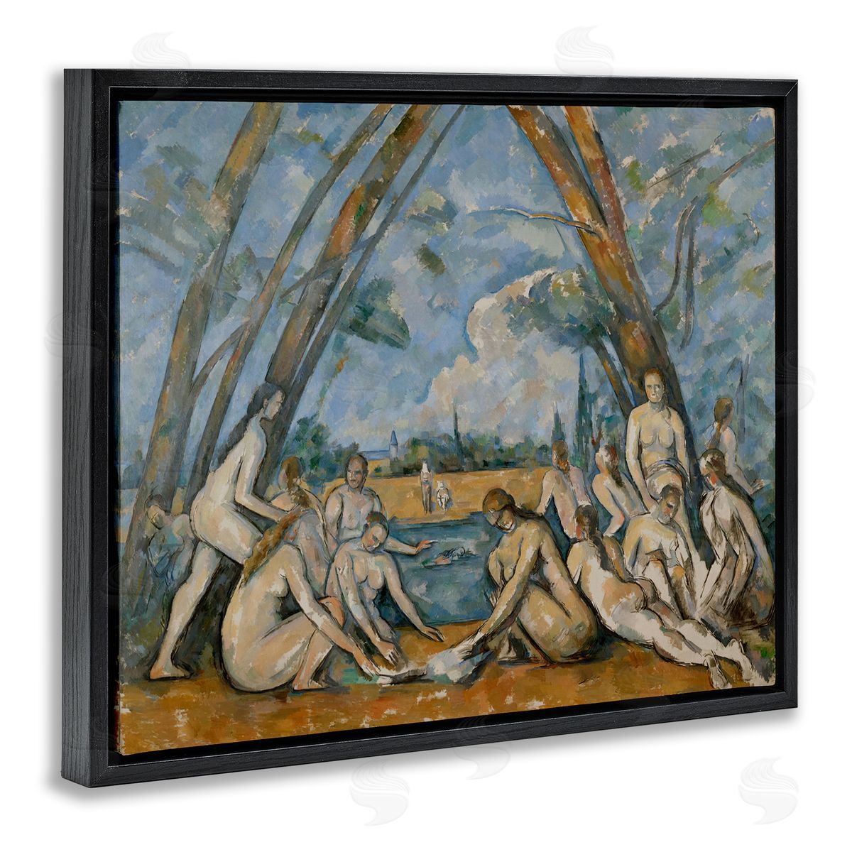 one1000paintings Classic Cezanne Large Bathers Black Floating Frame Canvas Wall Art Print