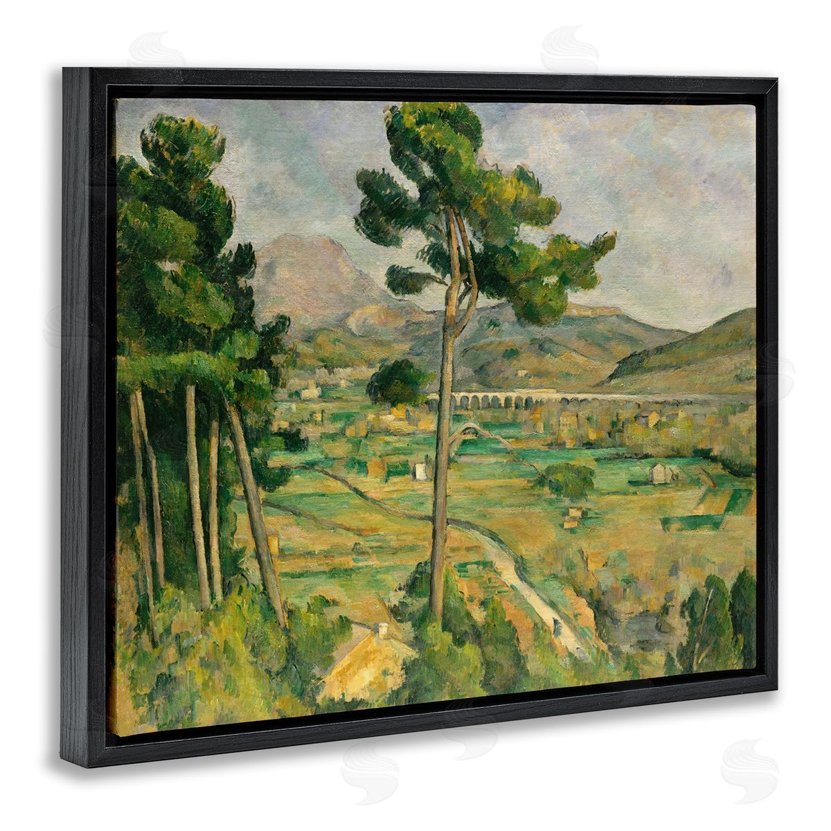 one1000paintings Classic Cezanne Mont Sainte-Victoire Black Floating Frame Canvas Wall Art Print