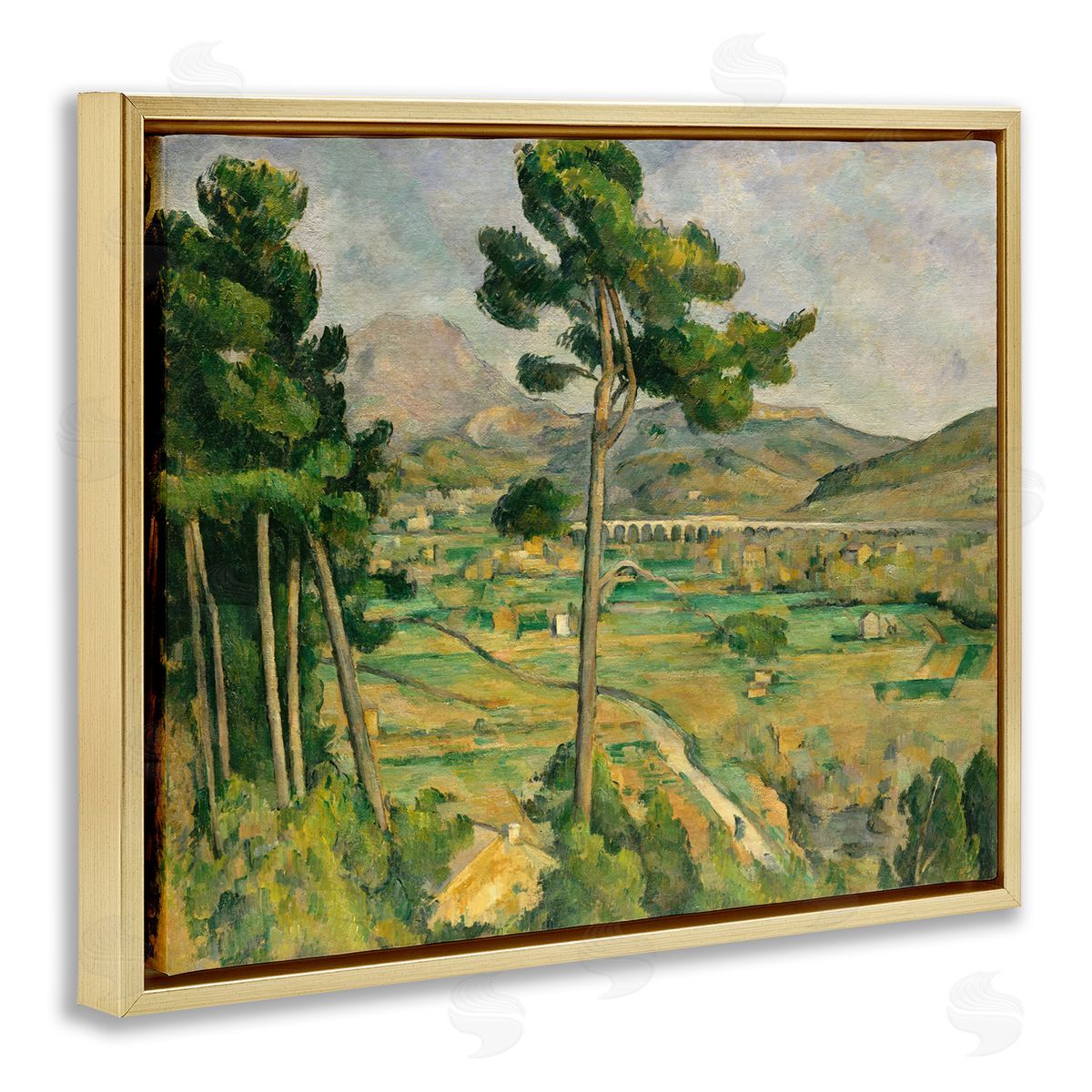 one1000paintings Classic Cezanne Mont Sainte-Victoire Gold Floating Frame Canvas Wall Art Print