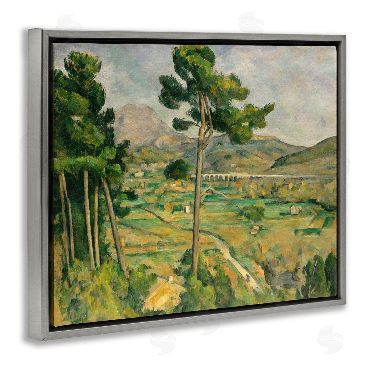 one1000paintings Classic Cezanne Mont Sainte-Victoire Gray Floating Frame Canvas Wall Art Print