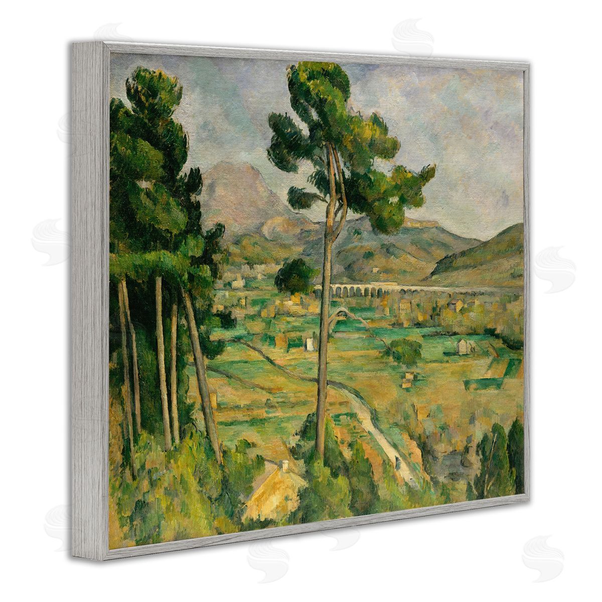 one1000paintings Classic Cezanne Mont Sainte-Victoire Gray Framed Giclee Wall Art Print