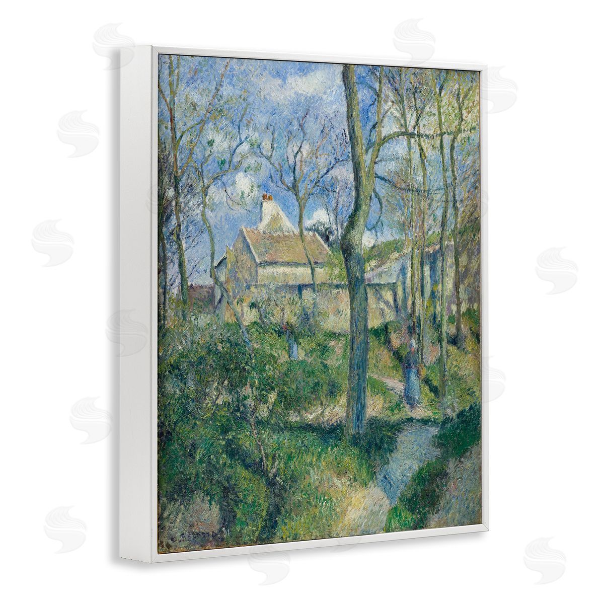 one1000paintings Classical Village Cezanne Painting White Framed Giclee Wall Art Print
