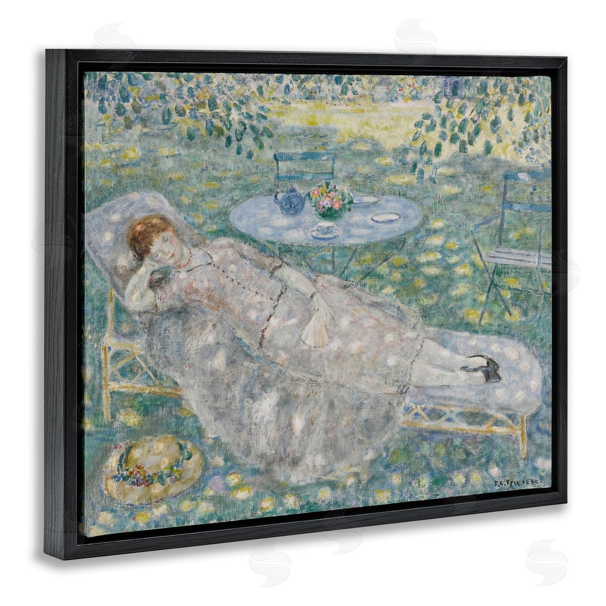 one1000paintings Classical Frieseke Portrait Black Floating Frame Canvas Wall Art Print