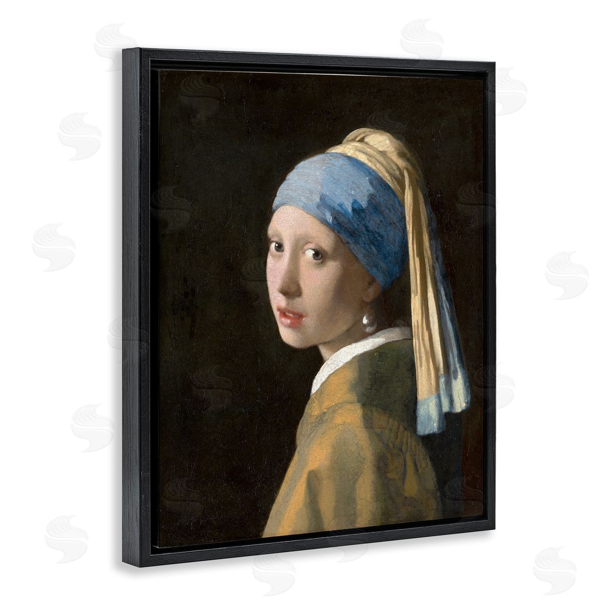 one1000paintings Classical Vermeer Pearl Earring Black Floating Frame Canvas Wall Art Print