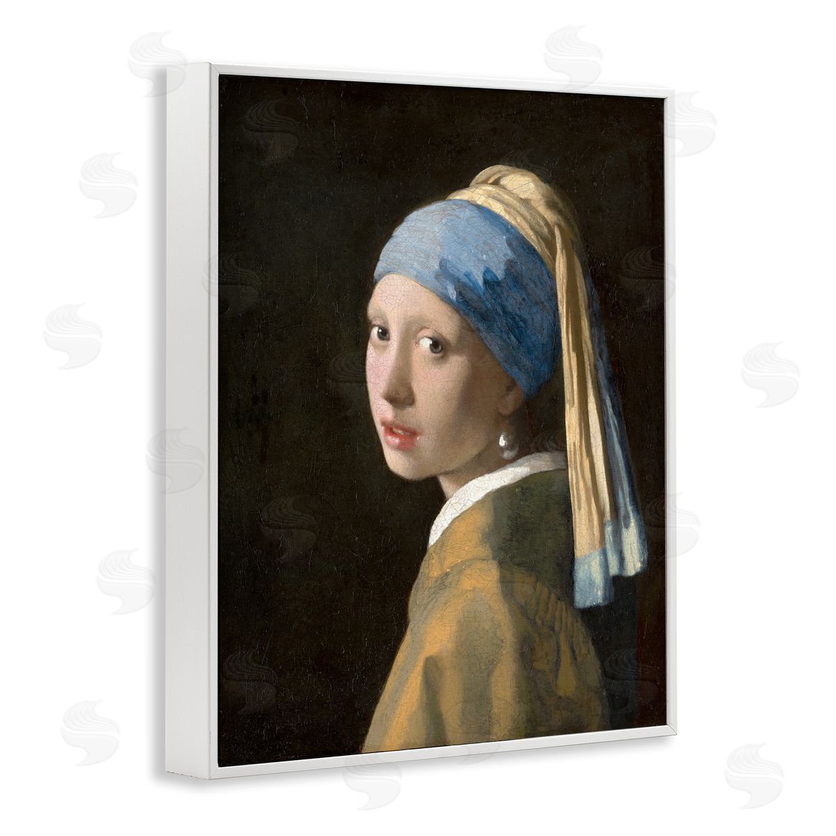 one1000paintings Classical Vermeer Pearl Earring White Framed Giclee Wall Art Print