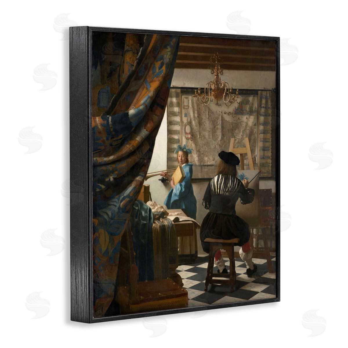 one1000paintings Classical Vermeer Painting Black Framed Giclee Wall Art Print