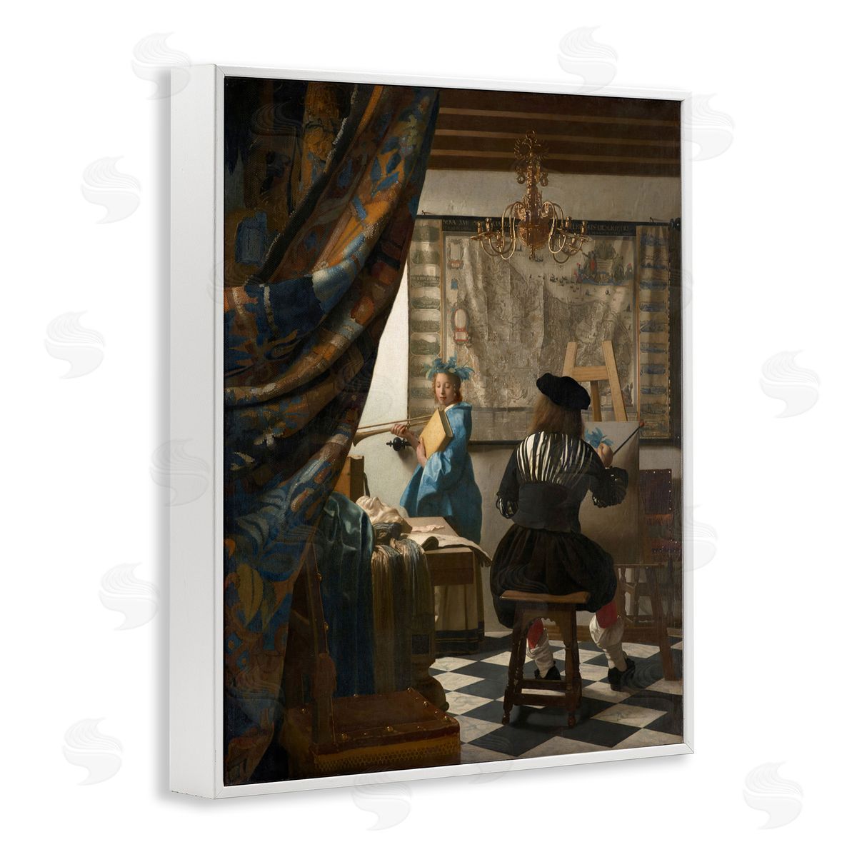 one1000paintings Classical Vermeer Painting White Framed Giclee Wall Art Print