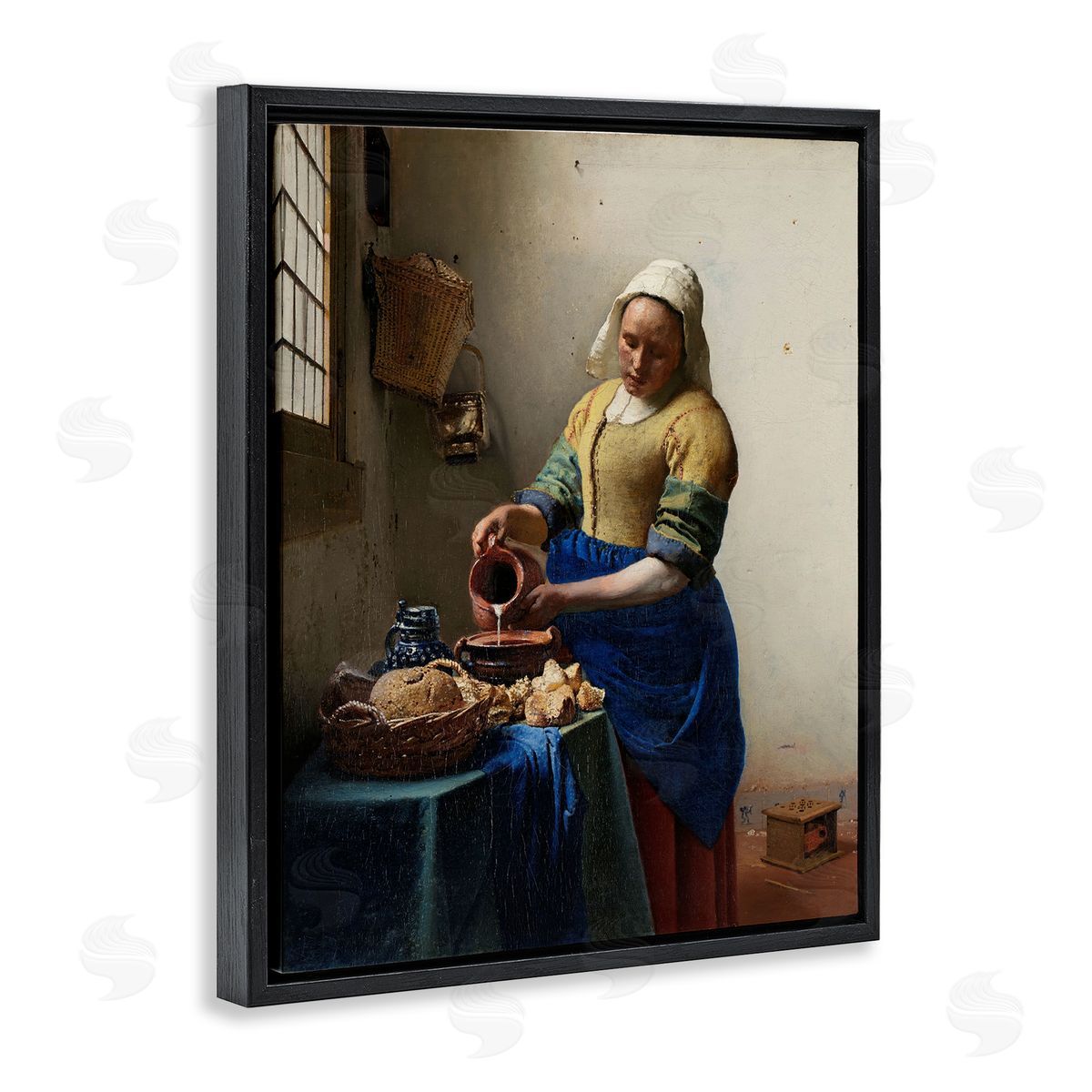 one1000paintings Classical Vermeer The Milkmaid Black Floating Frame Canvas Wall Art Print