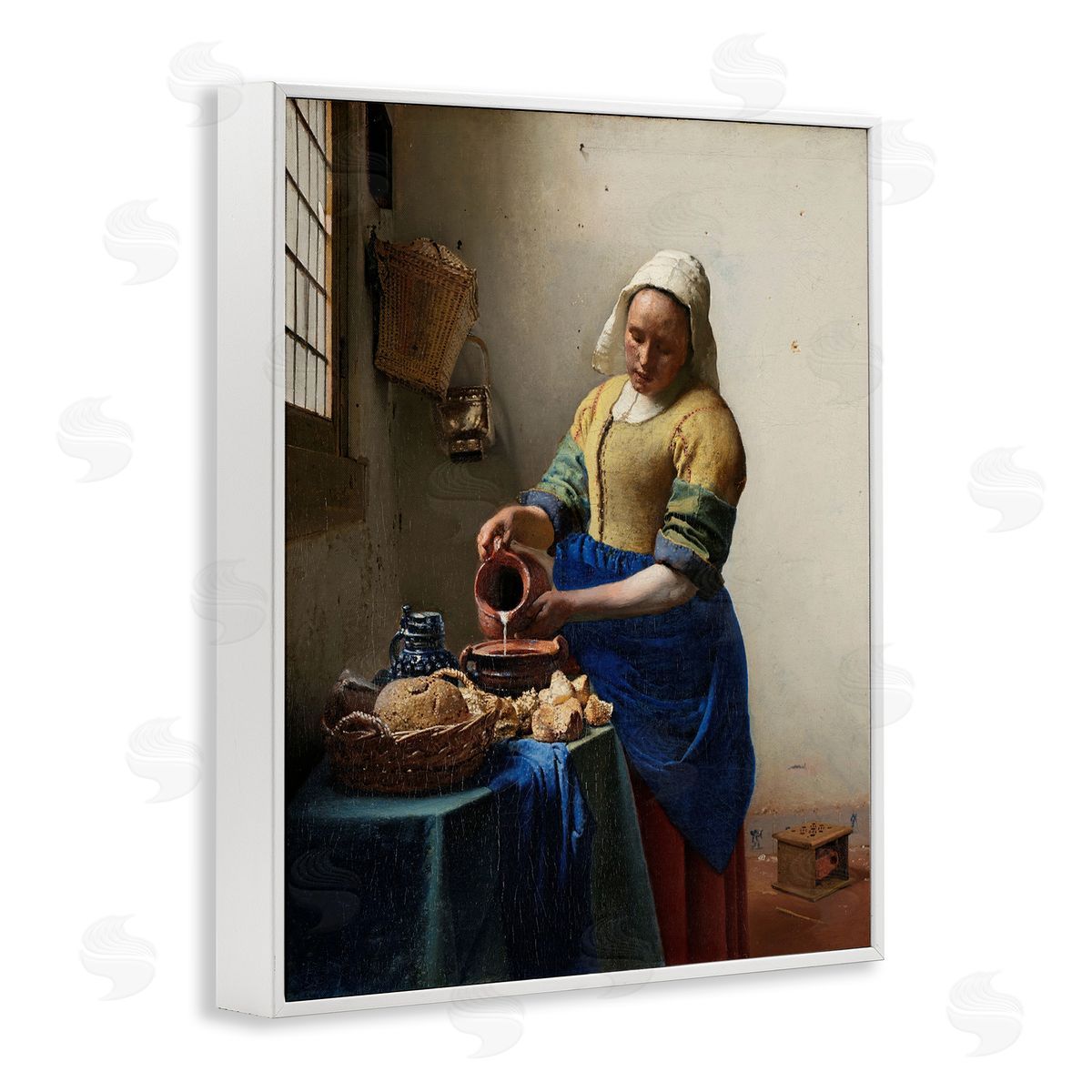 one1000paintings Classical Vermeer The Milkmaid White Framed Giclee Wall Art Print