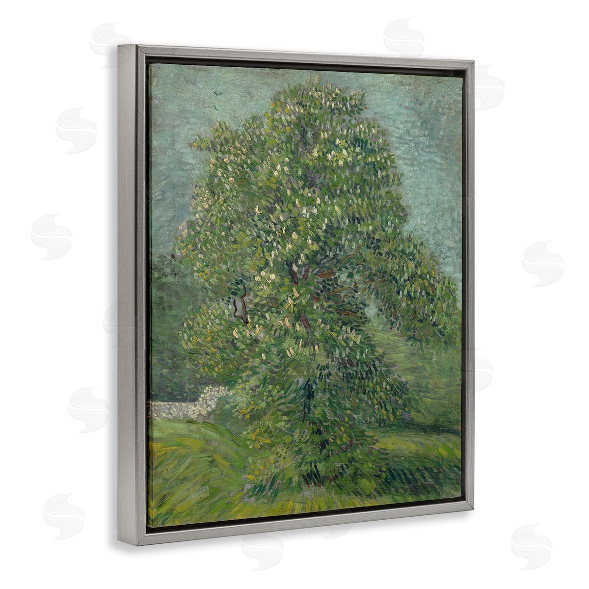 one1000paintings Classic Blooming Horse Chestnut Gray Floating Frame Canvas Wall Art Print