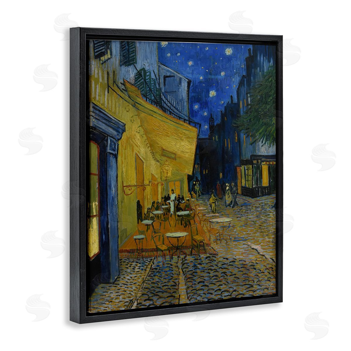 one1000paintings Van Gogh Café Terrace at Night Black Floating Frame Canvas Wall Art Print
