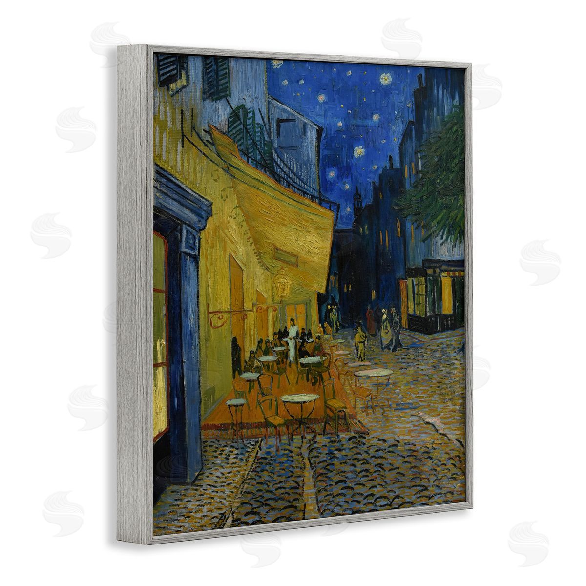 one1000paintings Van Gogh Café Terrace at Night Gray Framed Giclee Wall Art Print