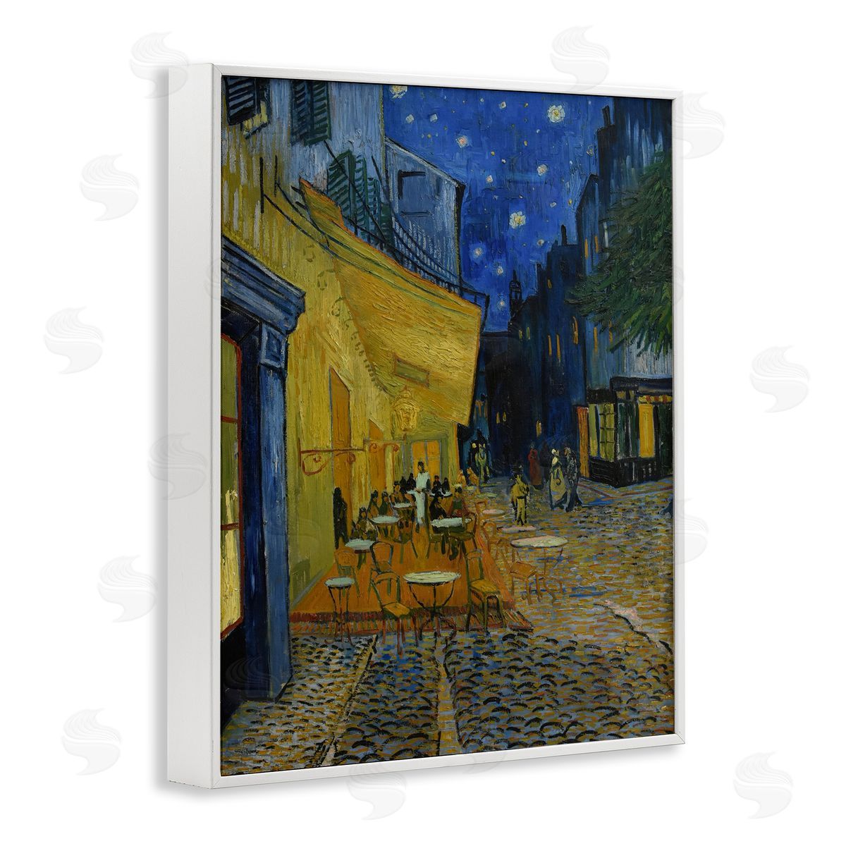 one1000paintings Van Gogh Café Terrace at Night White Framed Giclee Wall Art Print