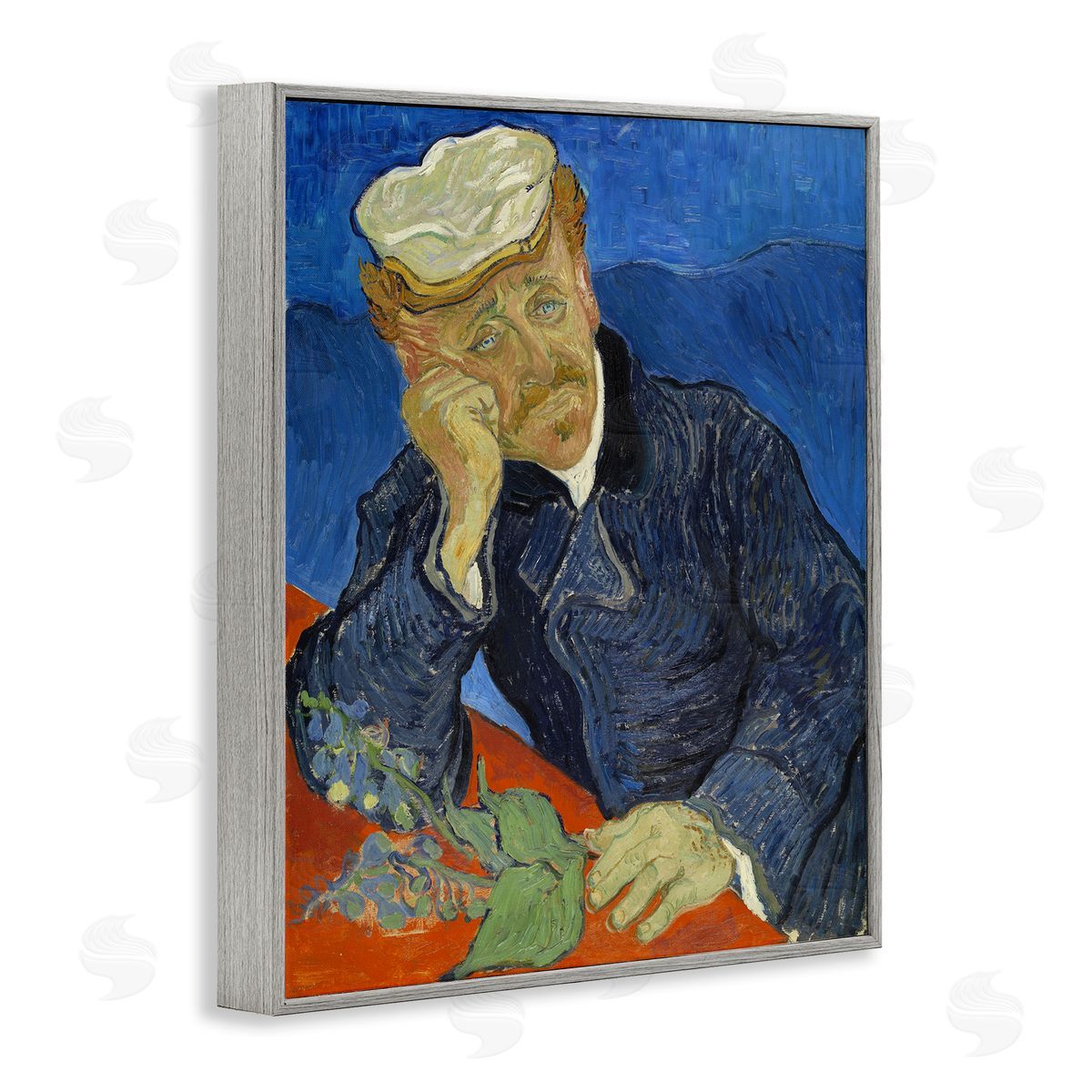 one1000paintings Van Gogh Dr Paul Gachet Gray Framed Giclee Wall Art Print