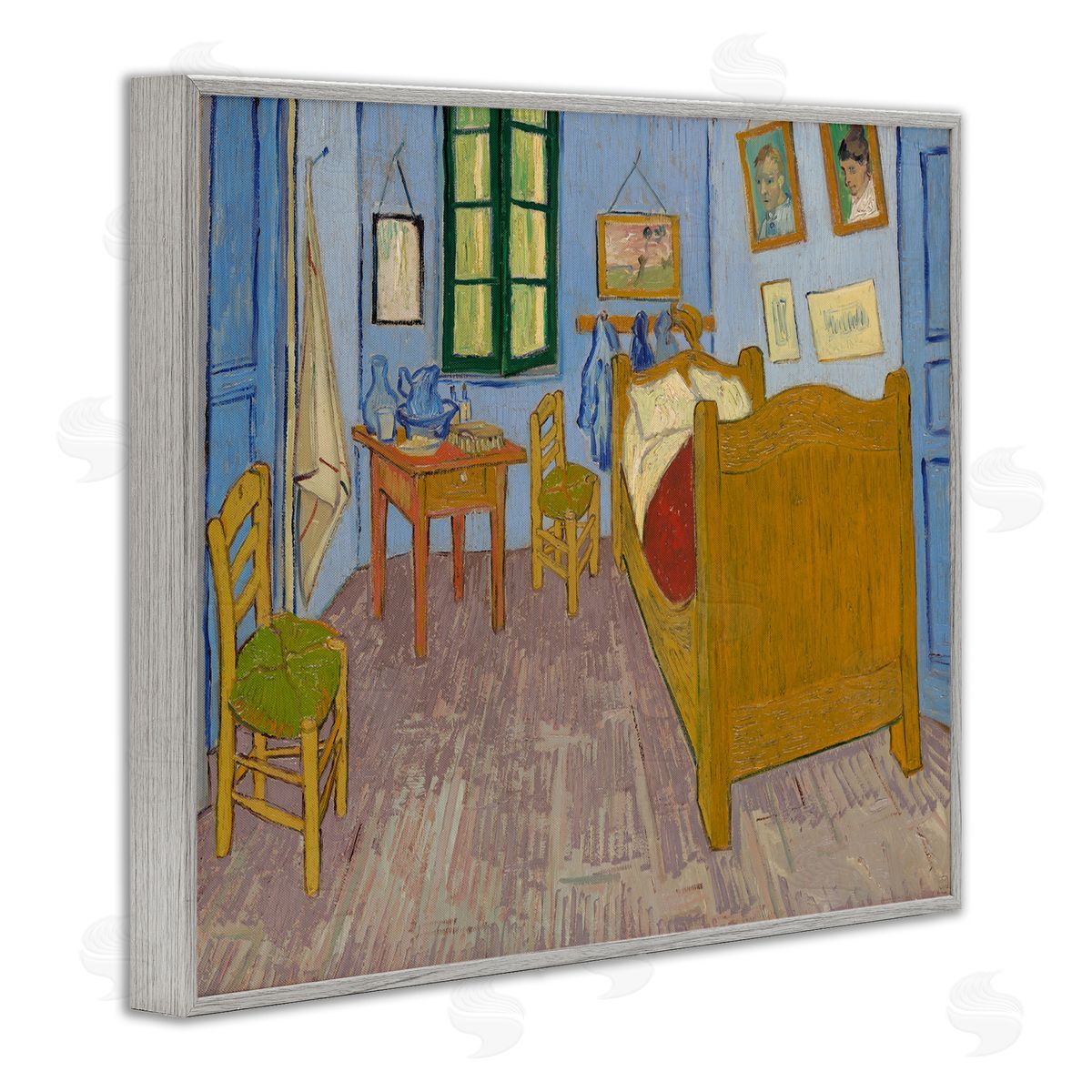 one1000paintings Classical Van Gogh Bedroom Gray Framed Giclee Wall Art Print