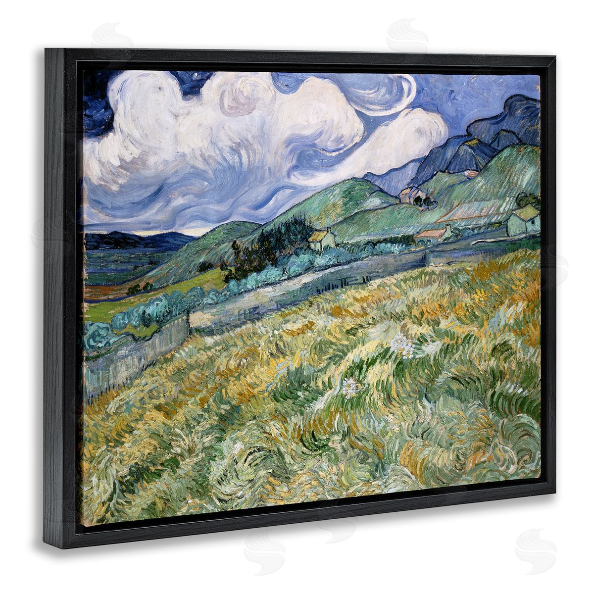 one1000paintings Classic Landscape From Saint Remy Black Floating Frame Canvas Wall Art Print