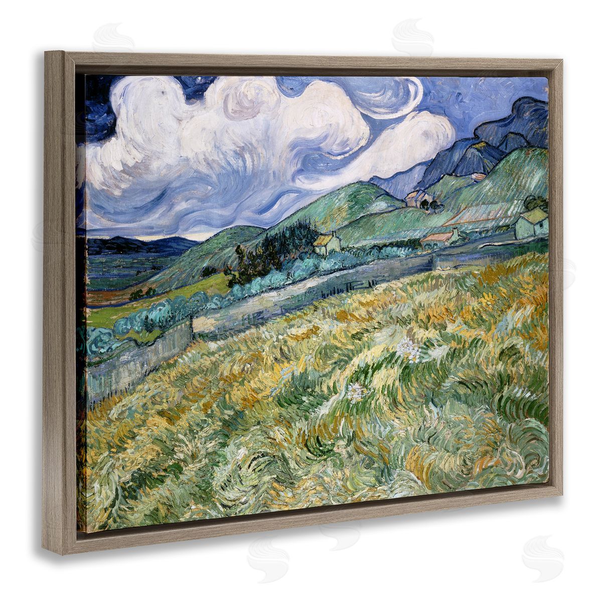one1000paintings Classic Landscape From Saint Remy Brown Floating Frame Canvas Wall Art Print
