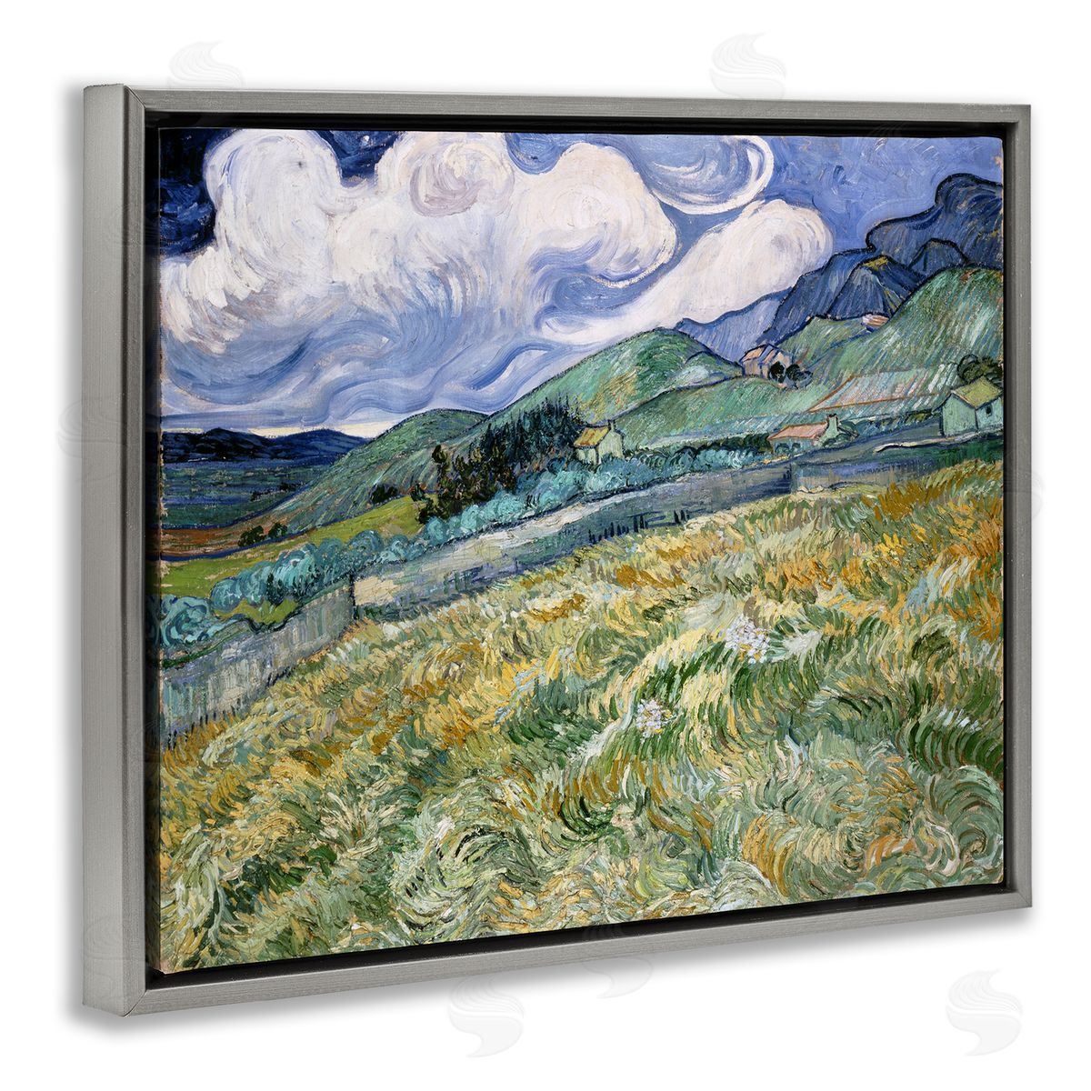 one1000paintings Classic Landscape From Saint Remy Gray Floating Frame Canvas Wall Art Print