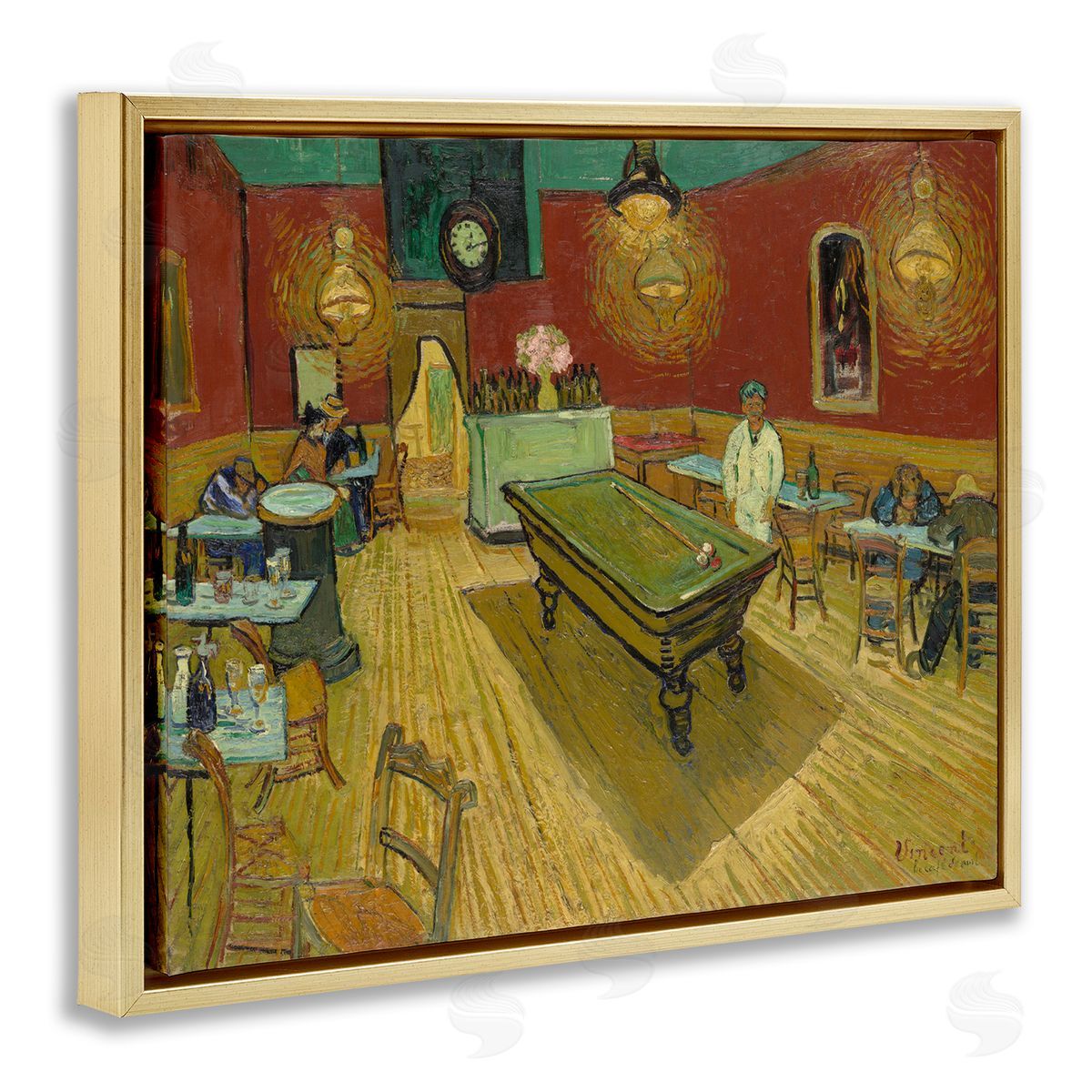 one1000paintings Van Gogh The Night Café Gold Floating Frame Canvas Wall Art Print
