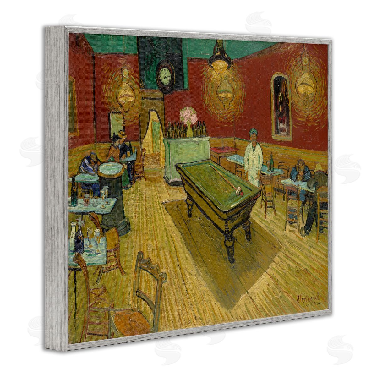 one1000paintings Van Gogh The Night Café Gray Framed Giclee Wall Art Print