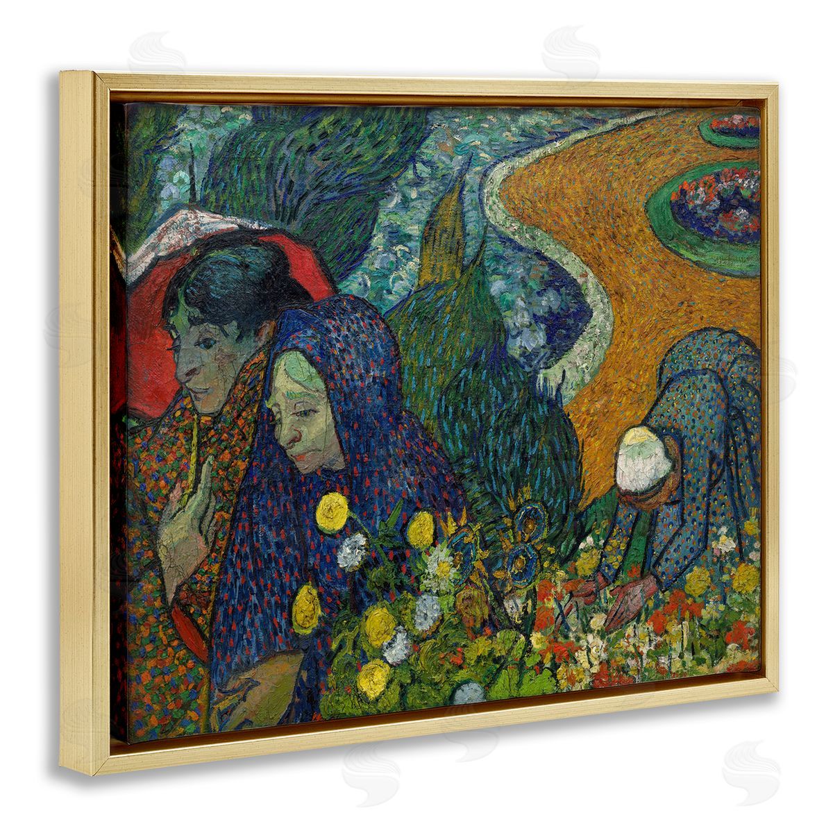 one1000paintings Van Gogh Memory of Garden at Etten Gold Floating Frame Canvas Wall Art Print