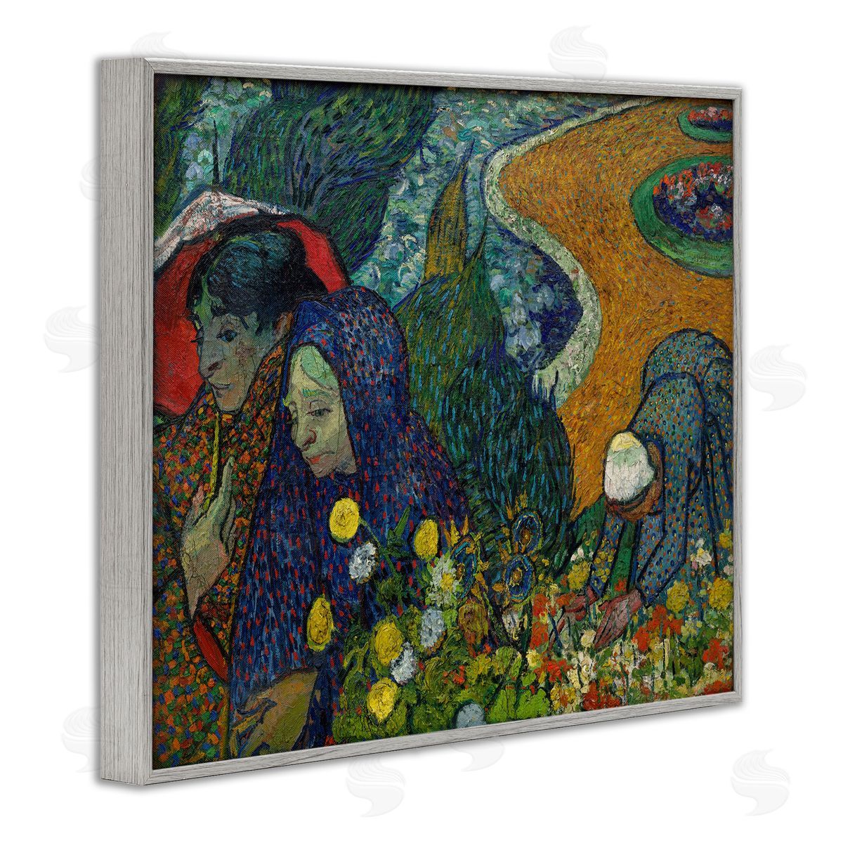 one1000paintings Van Gogh Memory of Garden at Etten Gray Framed Giclee Wall Art Print