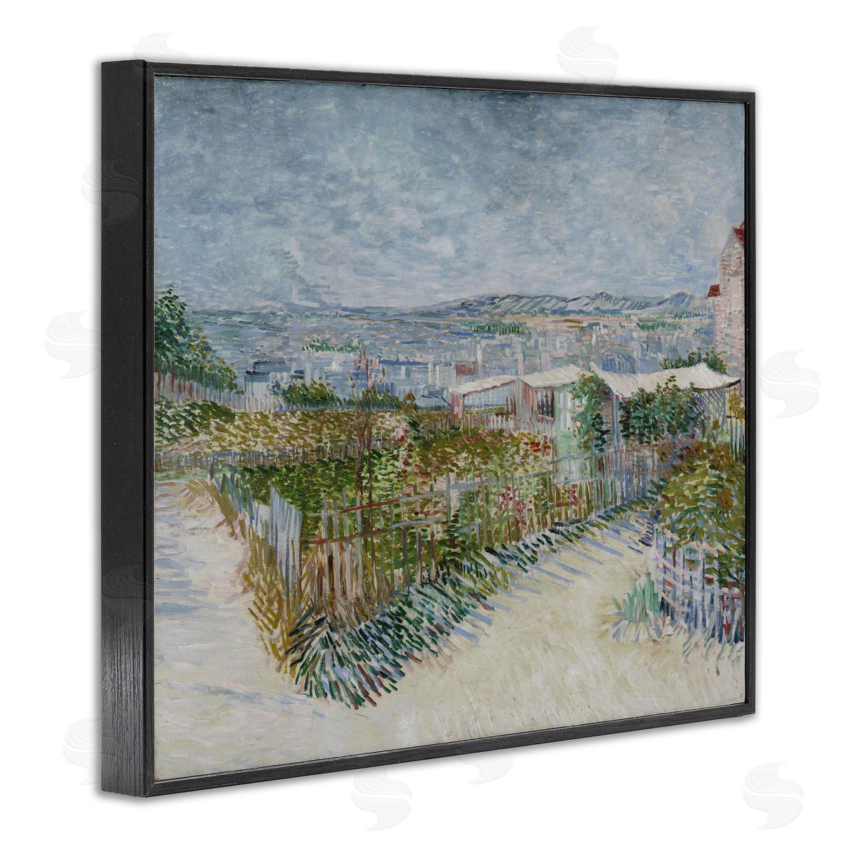 one1000paintings Van Gogh Monmarte Landscape Black Framed Giclee Wall Art Print