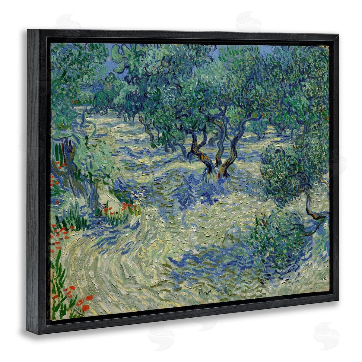 one1000paintings Classic Van Gogh Olive Orchard Black Floating Frame Canvas Wall Art Print