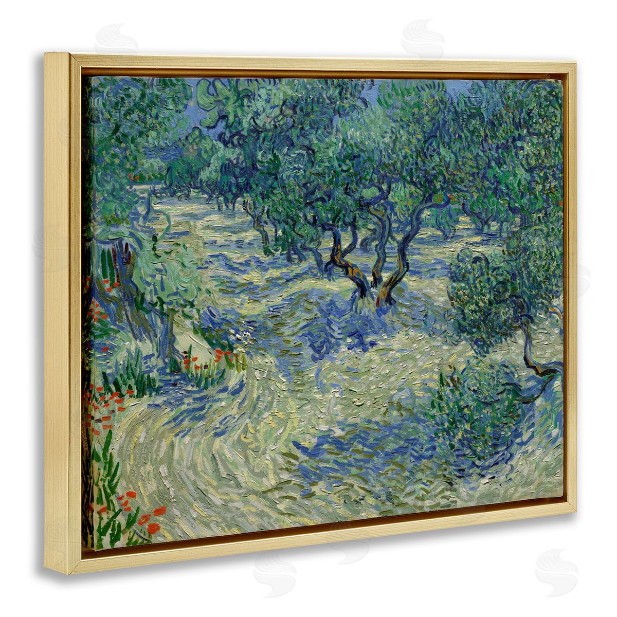 one1000paintings Classic Van Gogh Olive Orchard Gold Floating Frame Canvas Wall Art Print