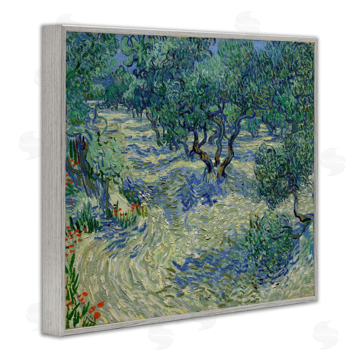 one1000paintings Classic Van Gogh Olive Orchard Gray Framed Giclee Wall Art Print