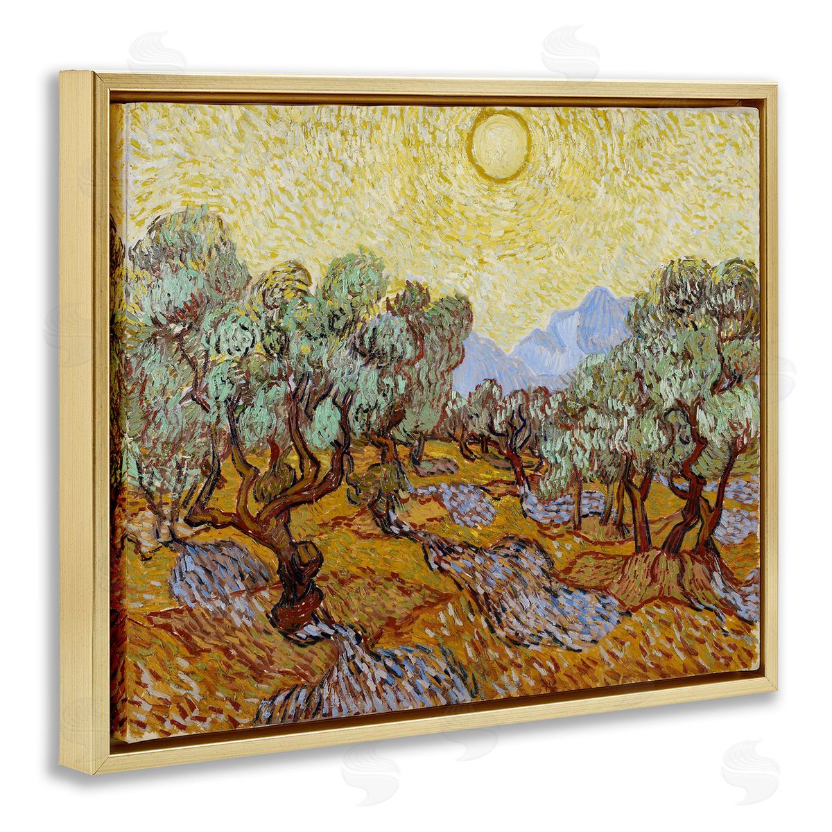 one1000paintings Classic Van Gogh Olive Trees Gold Floating Frame Canvas Wall Art Print