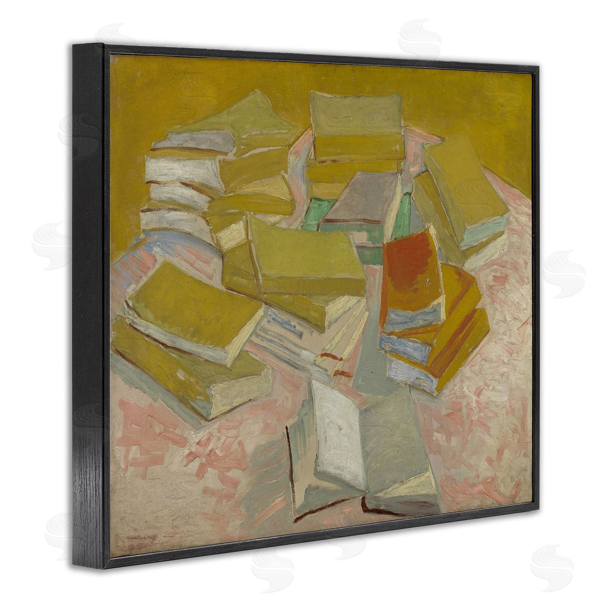 one1000paintings Classical Piles of French Novels Black Framed Giclee Wall Art Print